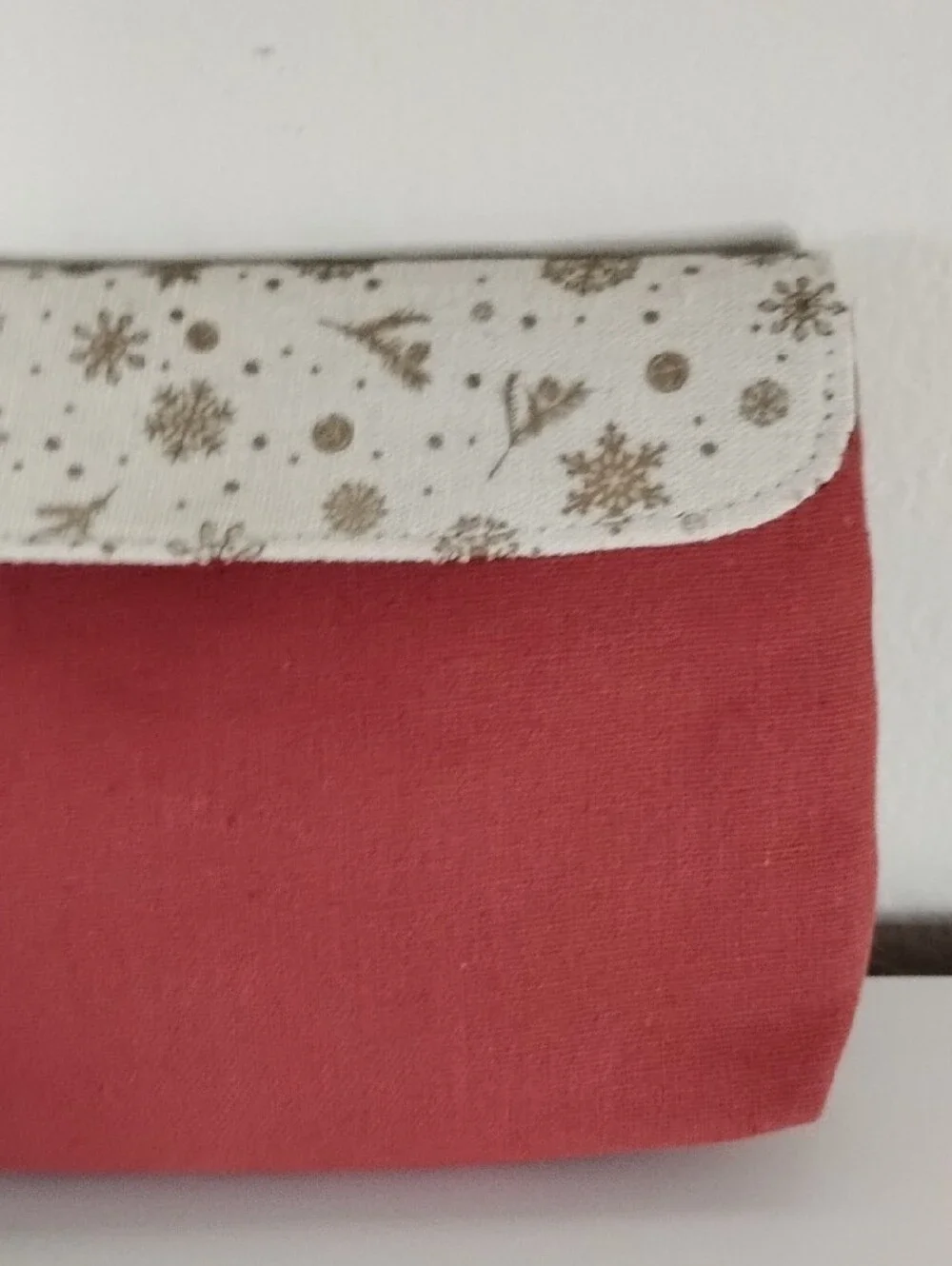 EAC Red Canvas Cosmetic Pouch with Cream Patterned Trim